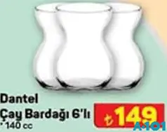 PAŞABAHÇE DANTEL ÇAY BARDAĞI 6'LI